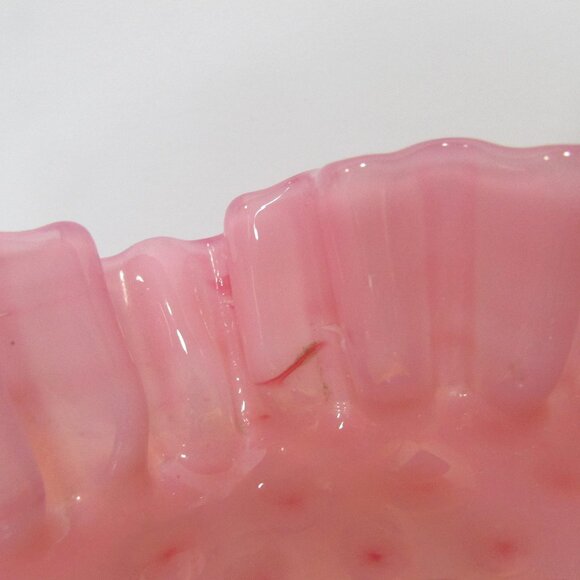 vintage pink opalescent Fenton hobnail crimped edge bowl candy dish table decor - Picture 7 of 8